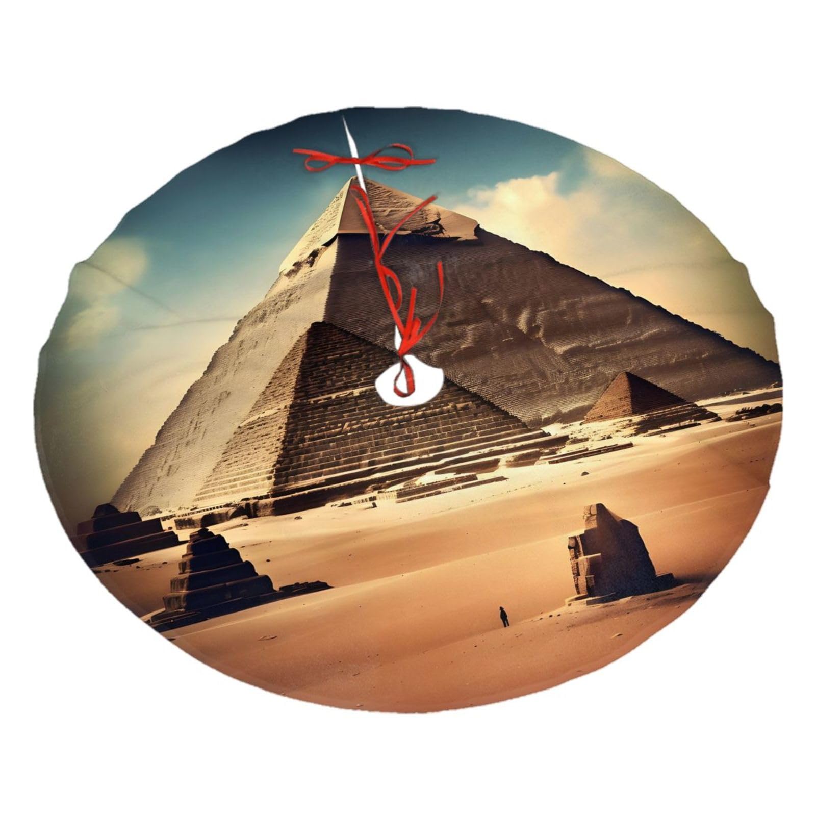 Dreaming of The Pyramids of Khufu Printed Christmas Tree Skirt Christmas Plush Tree Skirt 36 inches (about91 cm) ChristmasIndoor and Outdoor
