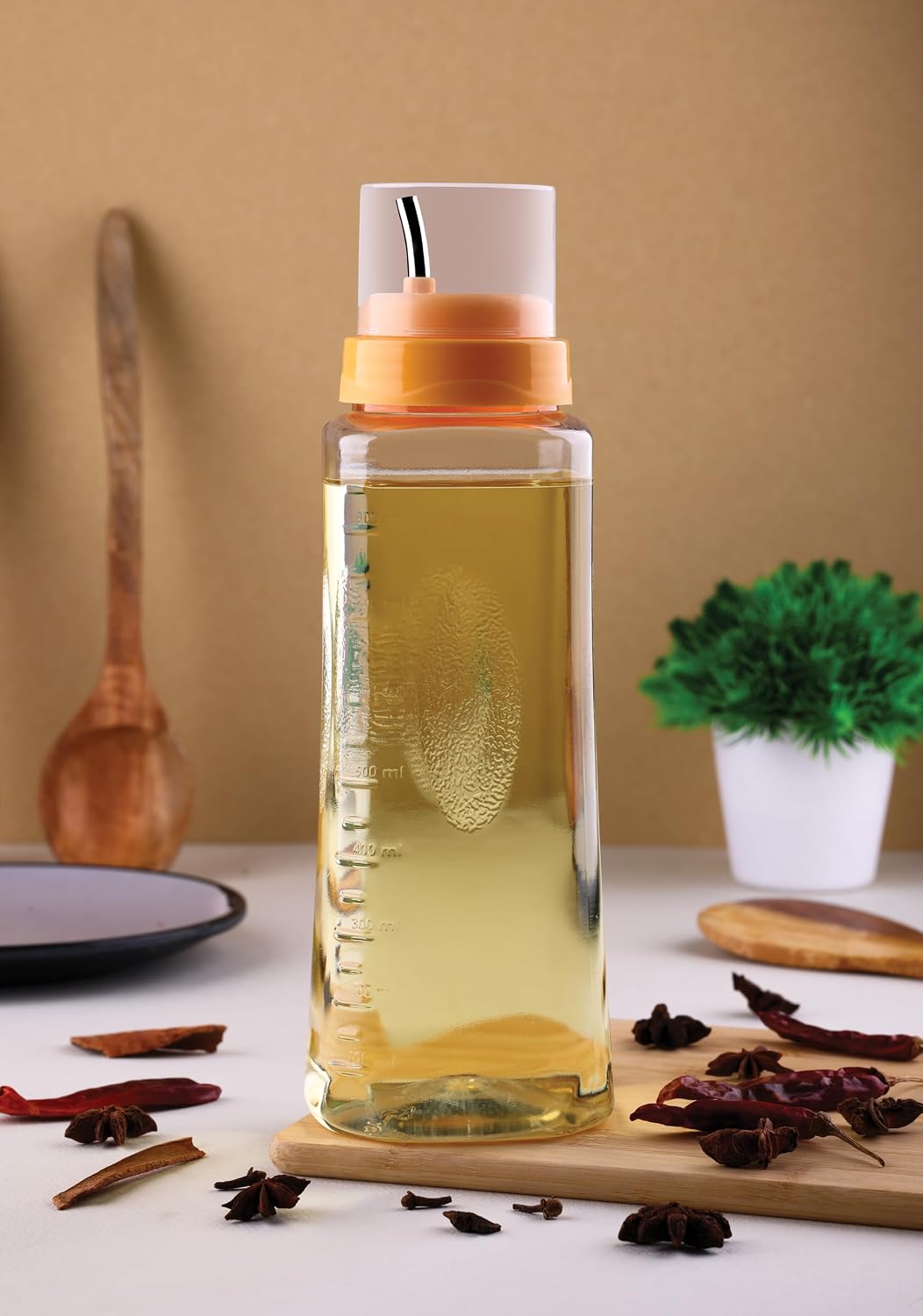 HomeWiz Plastic Oil Dispenser Set | 1 Litre Oil Dispenser Bottle | Transparent, Leak-Proof, BPA-Free Bottles for Cooking Oils, Vinegar & Liquid Condiments | Kitchen Essentials | 1000 ml