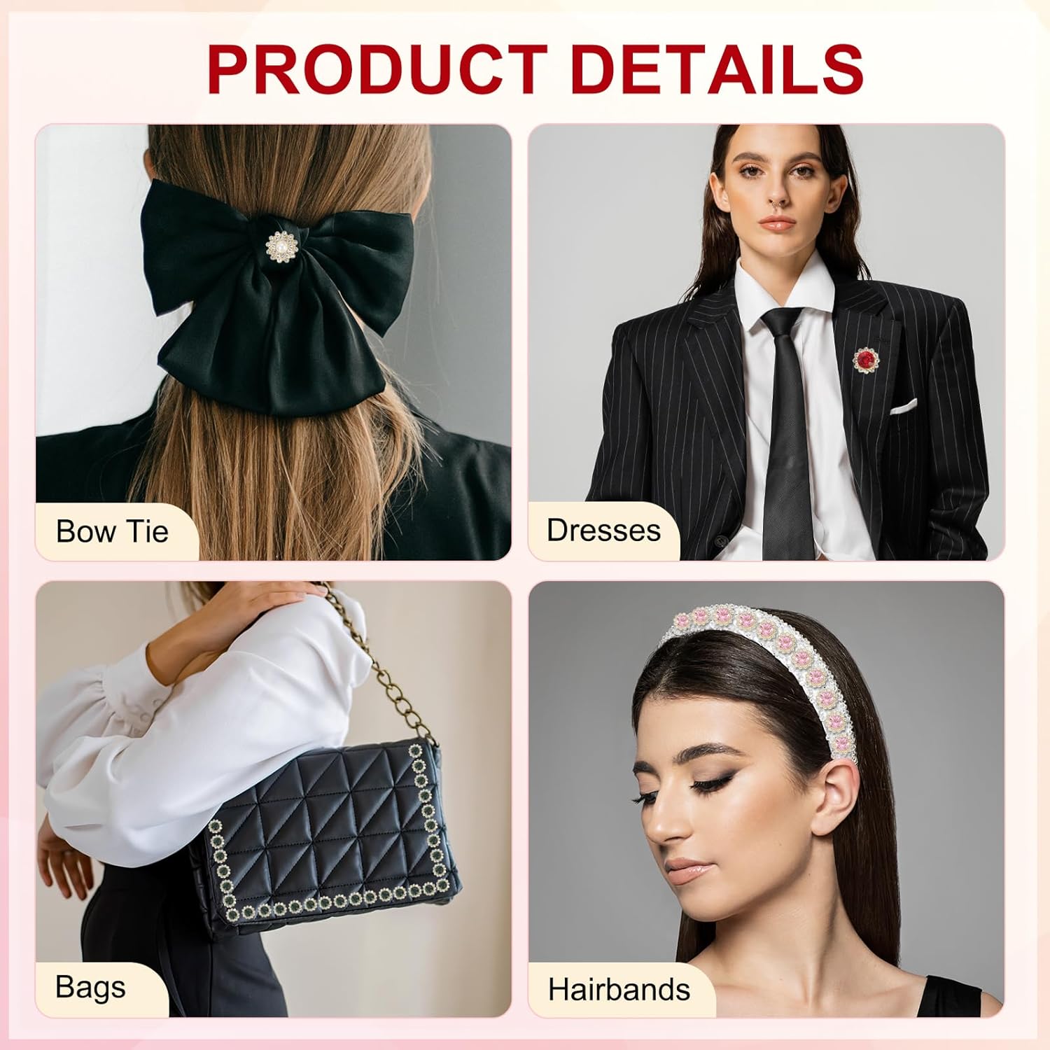 PATIKIL 100 Pcs Pearl Sew on Rhinestones Crystals 8mm 10mm 12mm 14mm, 3 Layers Sewing Flower Claw Rhinestones Glass Gems Metal Base for DIY Craft Dress Clothes Belt, Silver/Beige - Image 6