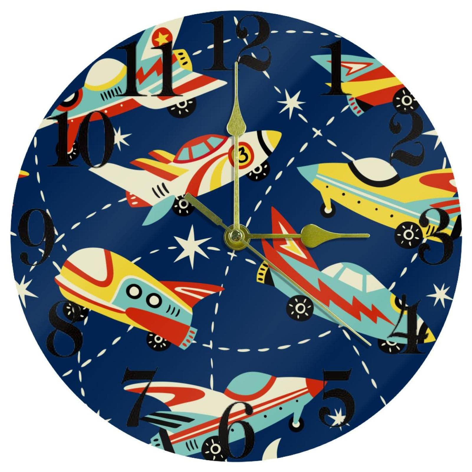 Horloge murale maison et bureau au design Avion pour une décoration ludique