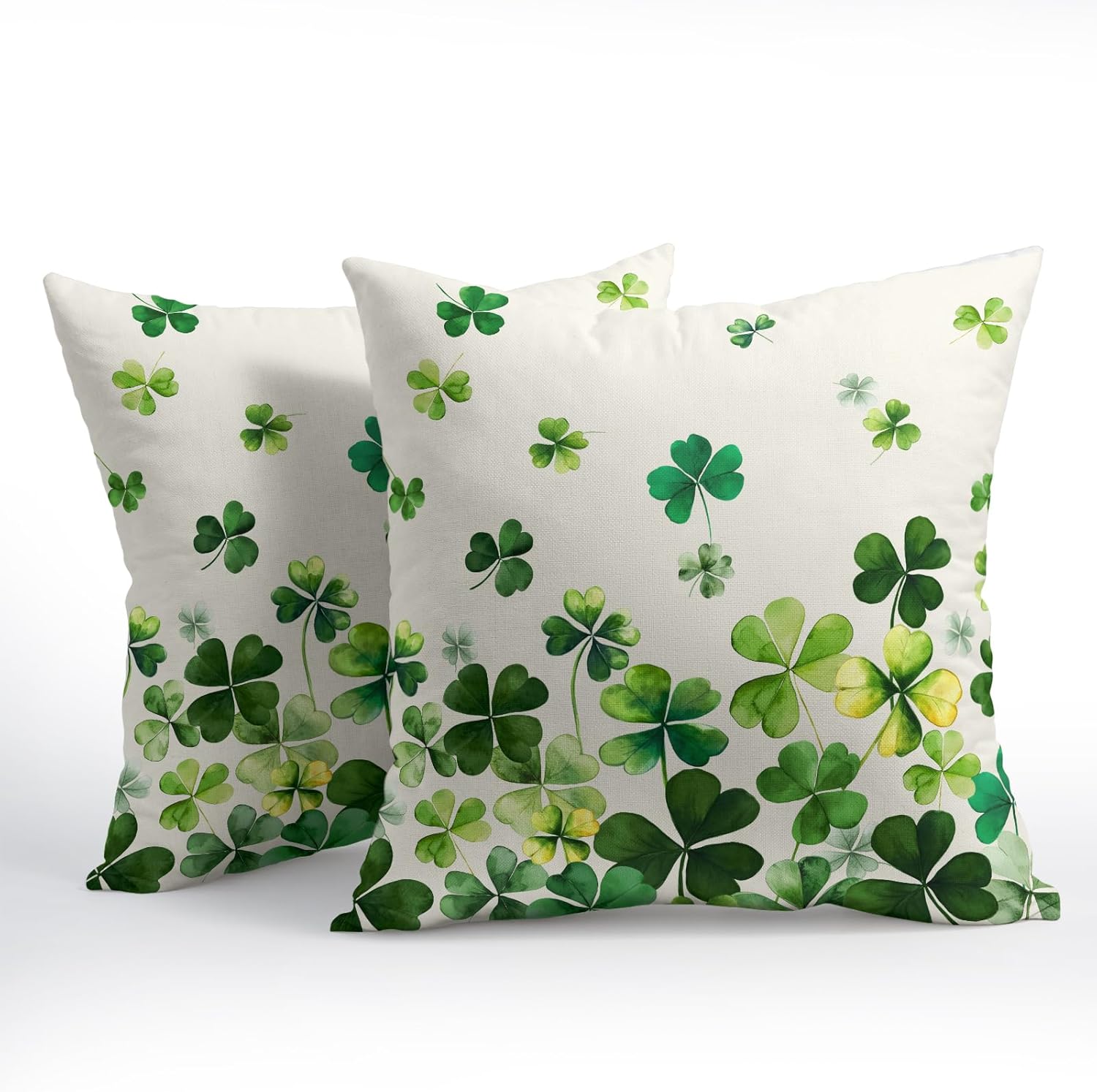 Kawani St Patricks Day Pillow Covers 18x18 Inch Green Shamrock Outdoor Decorative Throw Pillow Covers Set of 2 Spring Lucky Clover Pillowcases Farmhouse Cushion Covers for Couch Decor - Image 2