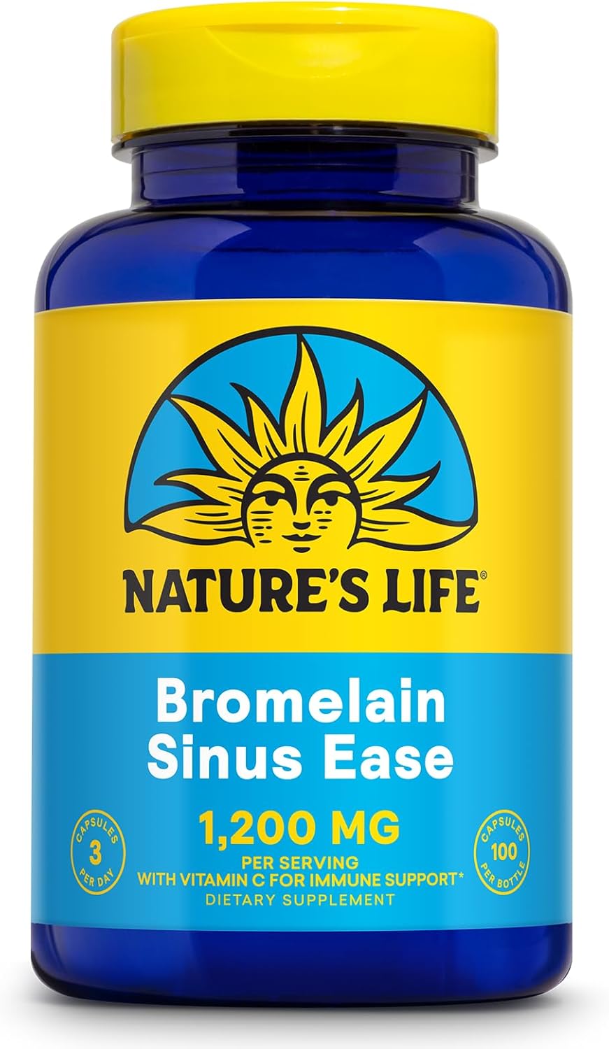 Nature's Life Bromelain Sinus Ease 1200mg - Immune Support Supplement w/Vitamin C, Plus Quercetin - Immune Health, Digestive Health and Joint Support Supplement - Vegan, 60-Day Guarantee, 33 Servings
