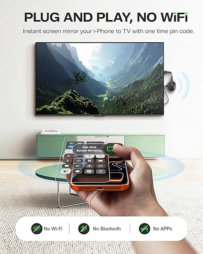 Miniatura 2 de Adaptador de pantalla inalámbrico iOS 4K Plug & Play de doble banda 2.4G+5G, AIMIBO HDMI inalámbrico para i-Phone i-Pad Android Tablet Laptop