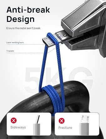 JSAUX Micro USB Cable for Android, 2-Pack 6.6FT Android Charger Cable-Blue