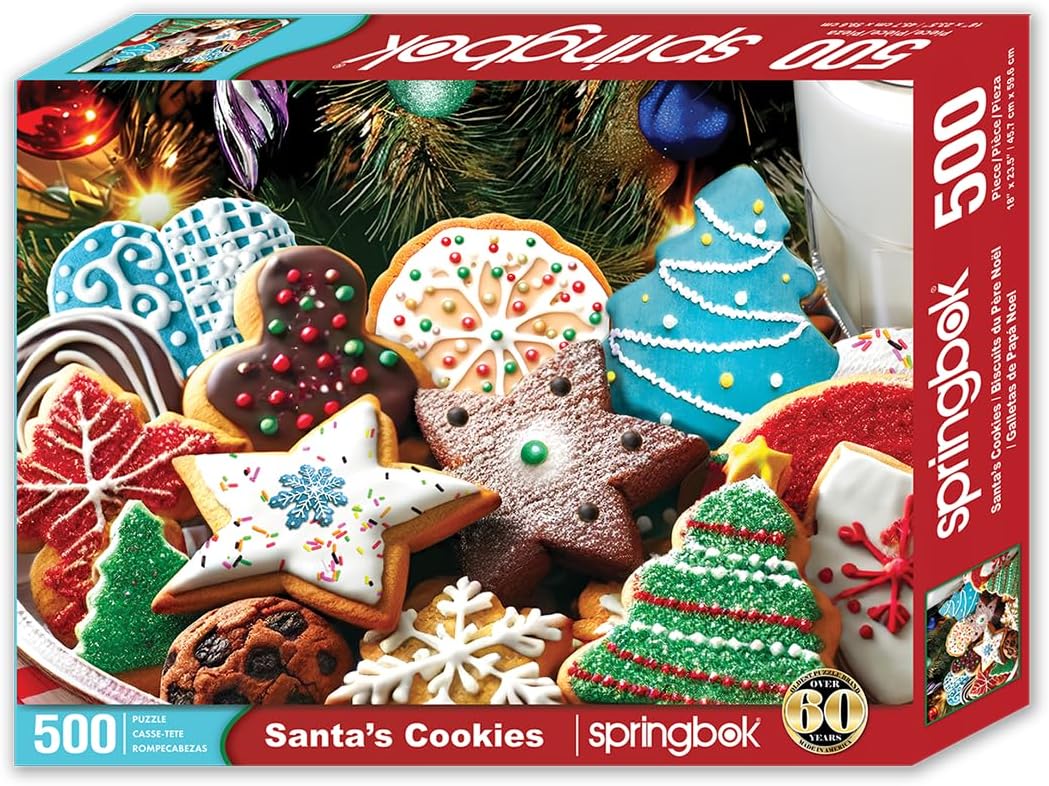 Springbok Santa's Cookies 500 Piece Jigsaw Puzzle for Adults and Family - Unique Cut Pieces - Made in USA