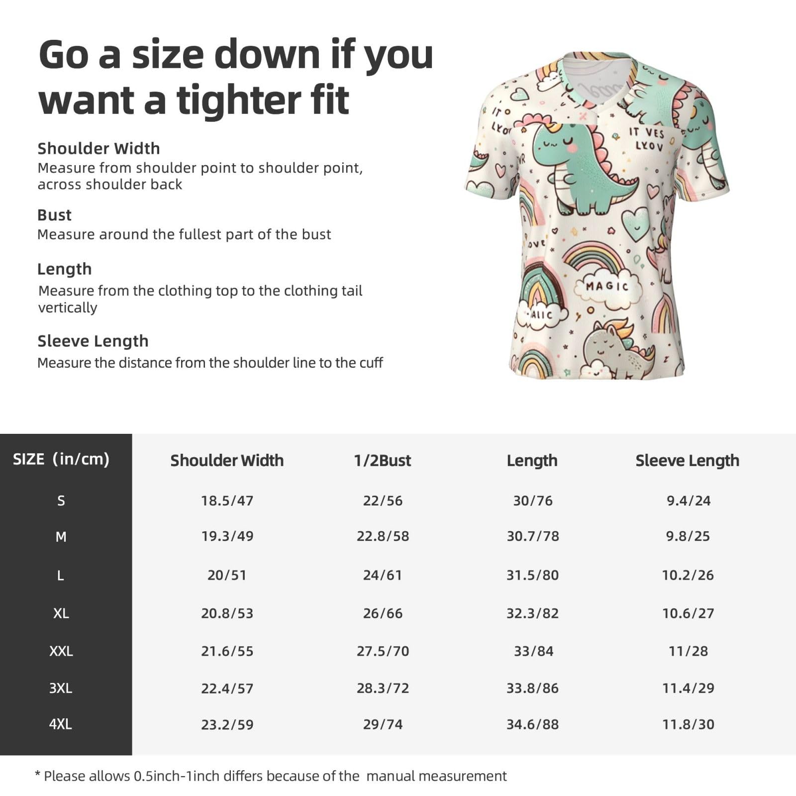 Stylish Athletic Sports Jersey Kawaii-Dinosaur-Rainbow Men's Rugby Jersey X-Large