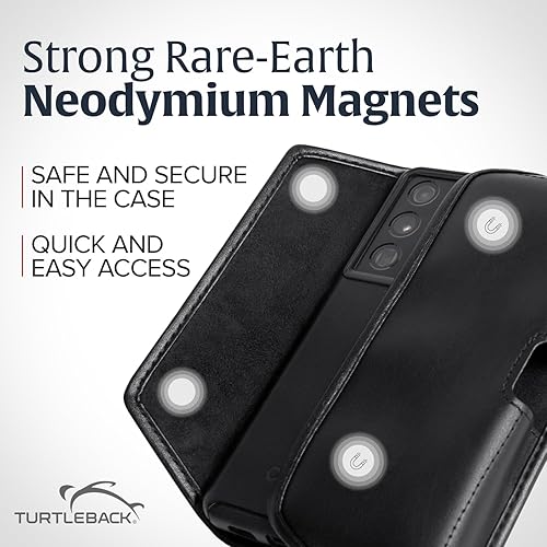 Miniatura 3 de Turtleback Funda para cinturón diseñada para Galaxy S24 S23 S22 S21 S20 Ultra Funda de cuero negro con clip giratorio para cinturón resistente,
