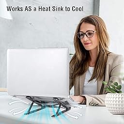 Laptop Stand, Multiple Angles Adjustable Stand for Tidy Tablets, Ergonomic and Protective Ventilated Foldable for Macbook DELL, HP Other 10-15.6 Inch Laptop (Black)