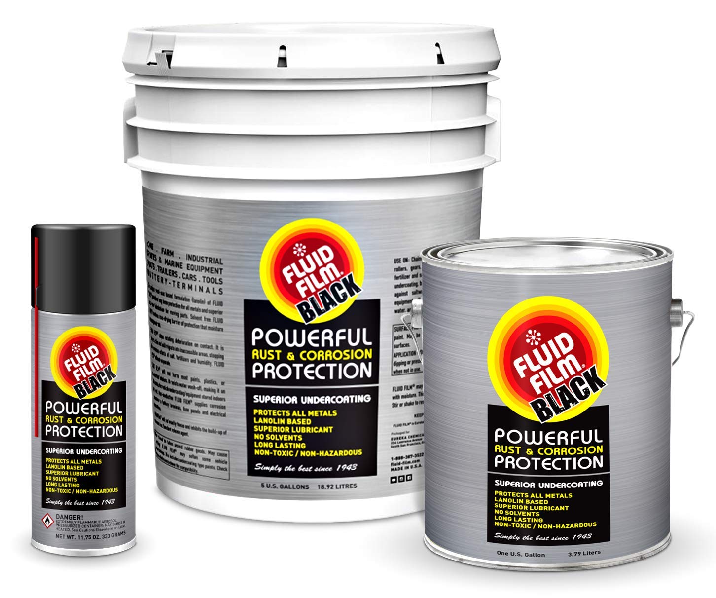 Fluid Film Black (6 Aerosol Cans) with DUMost 2' Extension Hose