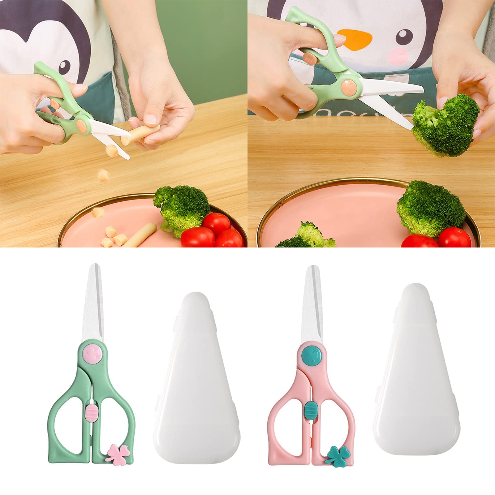 Forbici Cibo Bambini ARCHIKING - Set 2 Pezzi In Ceramica Con Custodia E Sicurezza