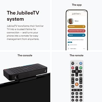 JubileeTV Remote Care System for Seniors Stay Connected Through Their TV | Control TV Remotely from Your Phone | Video Calls, Reminders & Monitoring | Simple Setup + Voice Remote