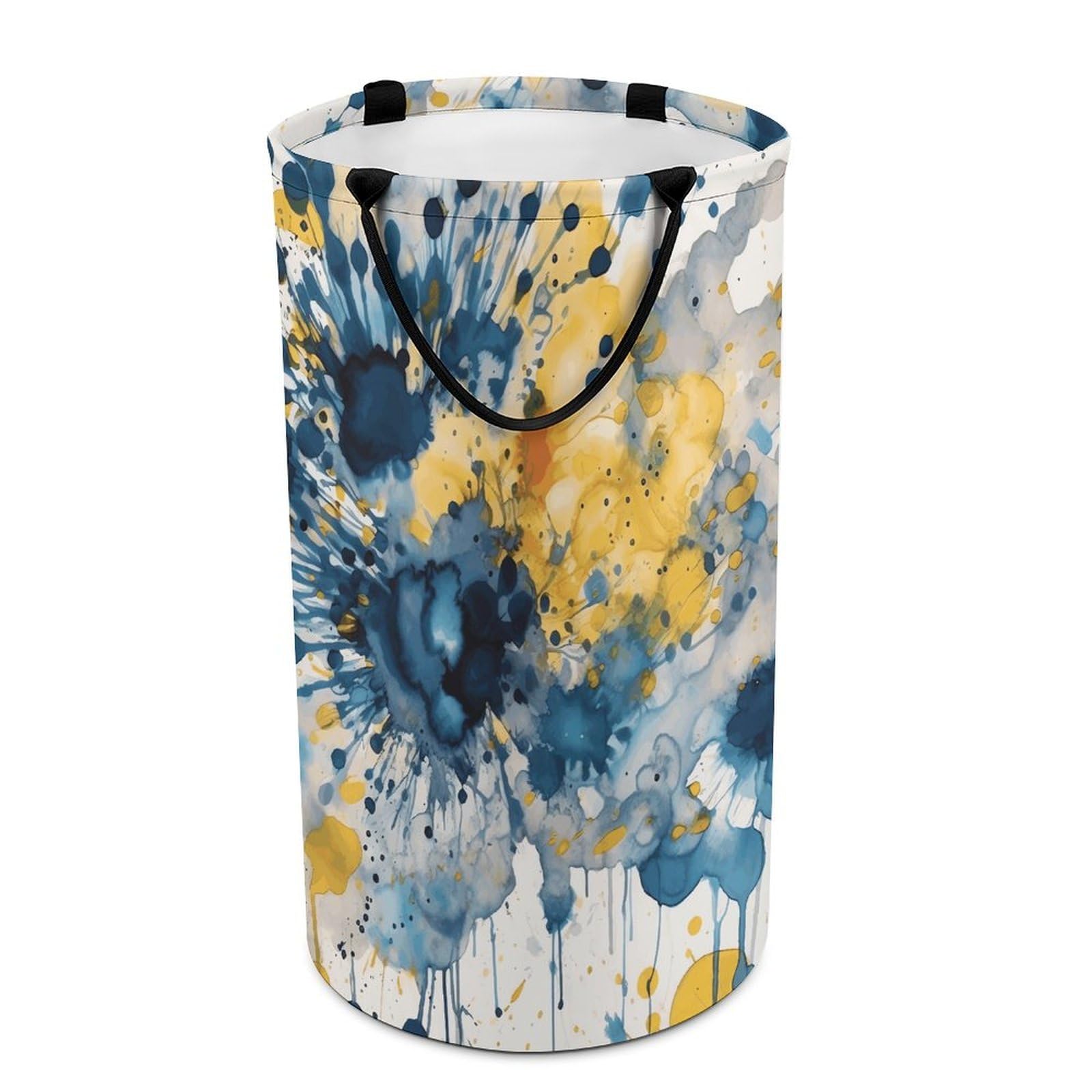 Panier à linge pliable bleu et jaune grand format autonome pour trier les vêtements de la famille