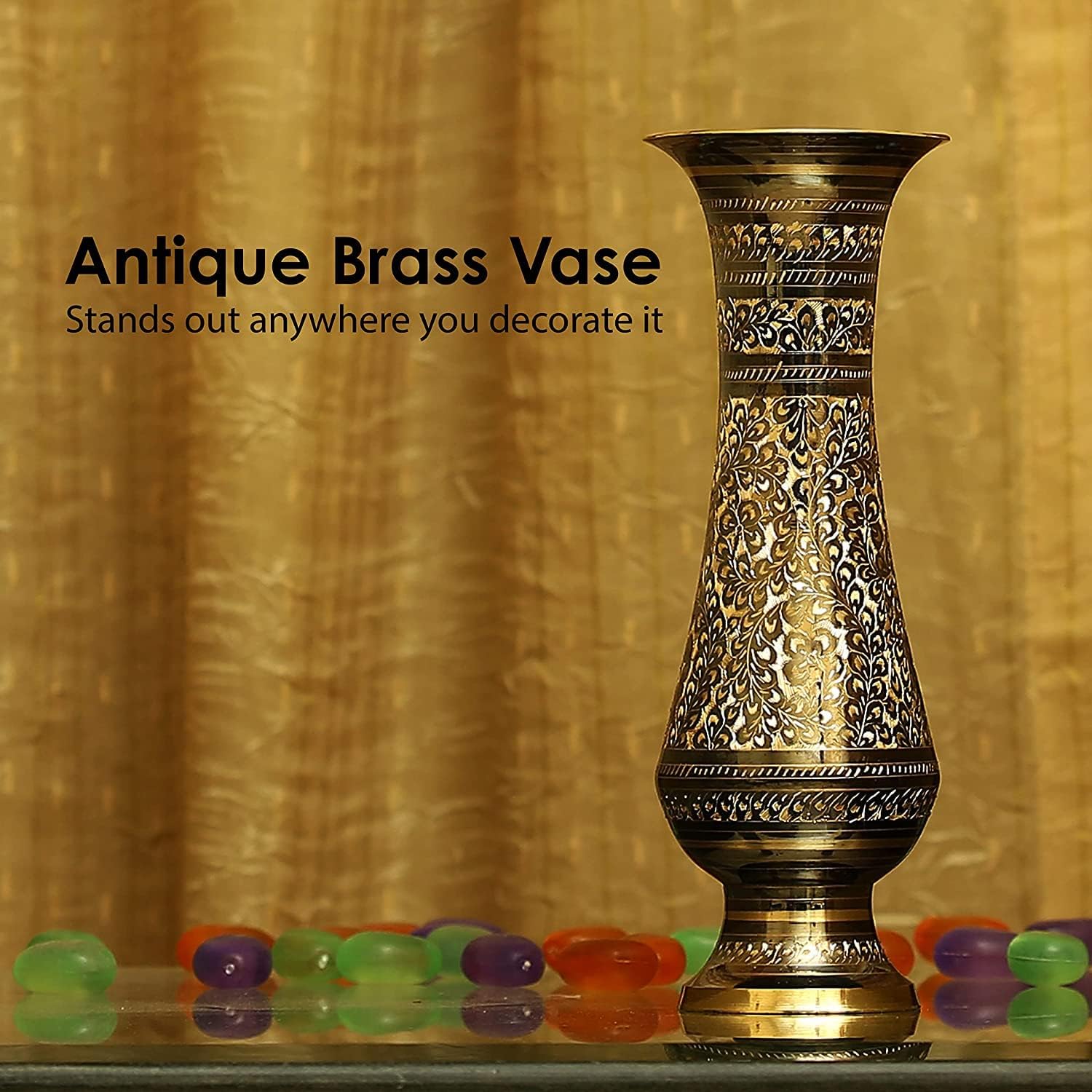 ARRC Handcrafted 10" Tall Decorative Vase | Flower Vase for Centerpieces & Table Decor | Gold