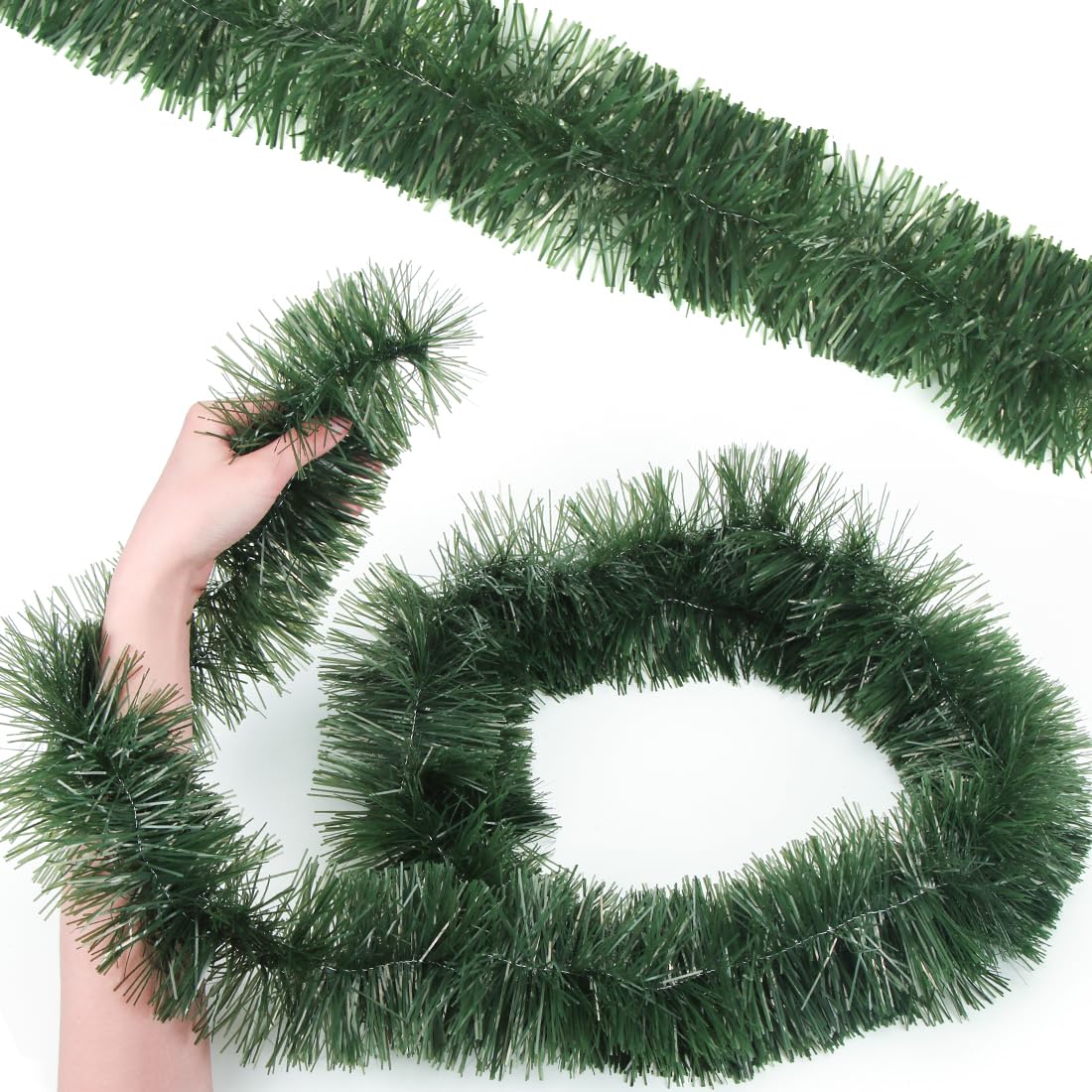 Kunstkerstslinger, dennenslinger, 500 cm, kunstmatige groene slinger, trapleuning, kerstdecoratie, raam, landschapsarchitectuur, kerstdecoratie, voor binnen en buiten Kunstkerstslinger, dennenslinger, 500 cm, kunstmatige groene slinger, trapleuning, kerstdecoratie, raam, landschapsarchitectuur, kerstdecoratie, voor binnen en buiten