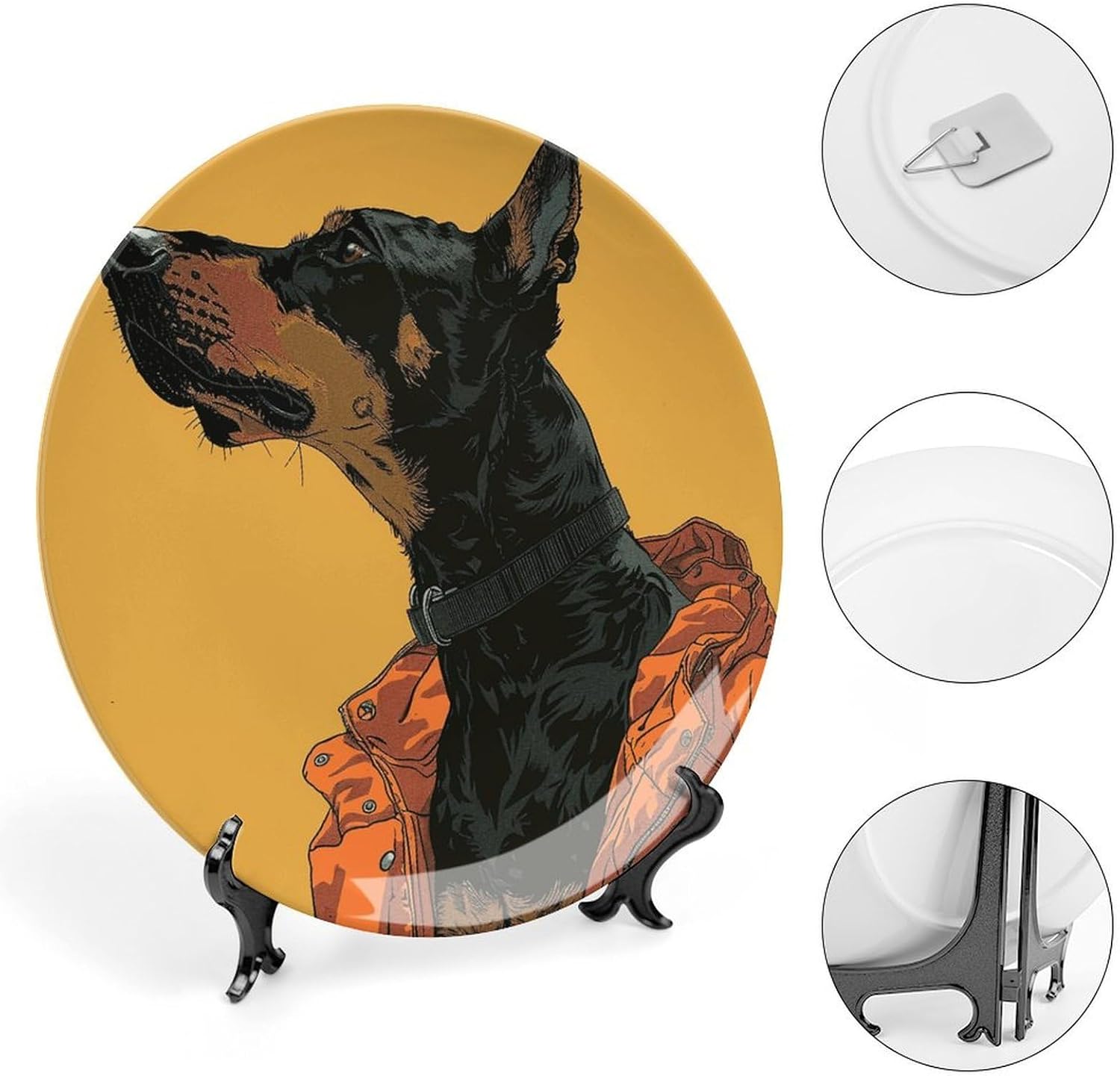 Bone China Decorative Plates Anime Dog Art Ceramic Decorative Plate Wall Decor with Display Stand Ceramic Ornaments for Wall Hanging Decoration