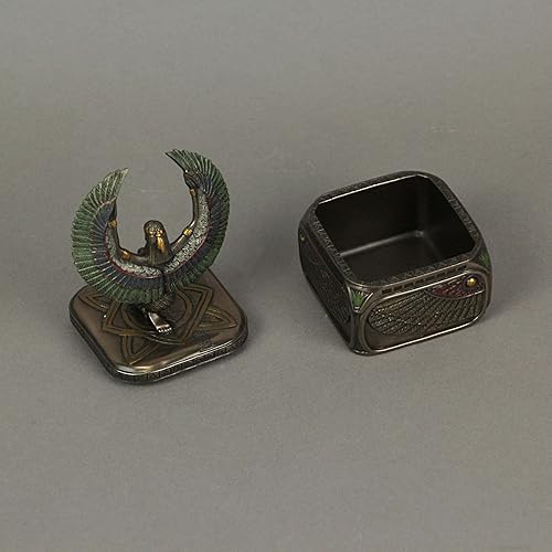 Miniatura 3 de Veronese Design Caja cuadrada de 4 3/4 pulgadas con acabado de bronce de la escultura de resina de Isis de la diosa egipcia