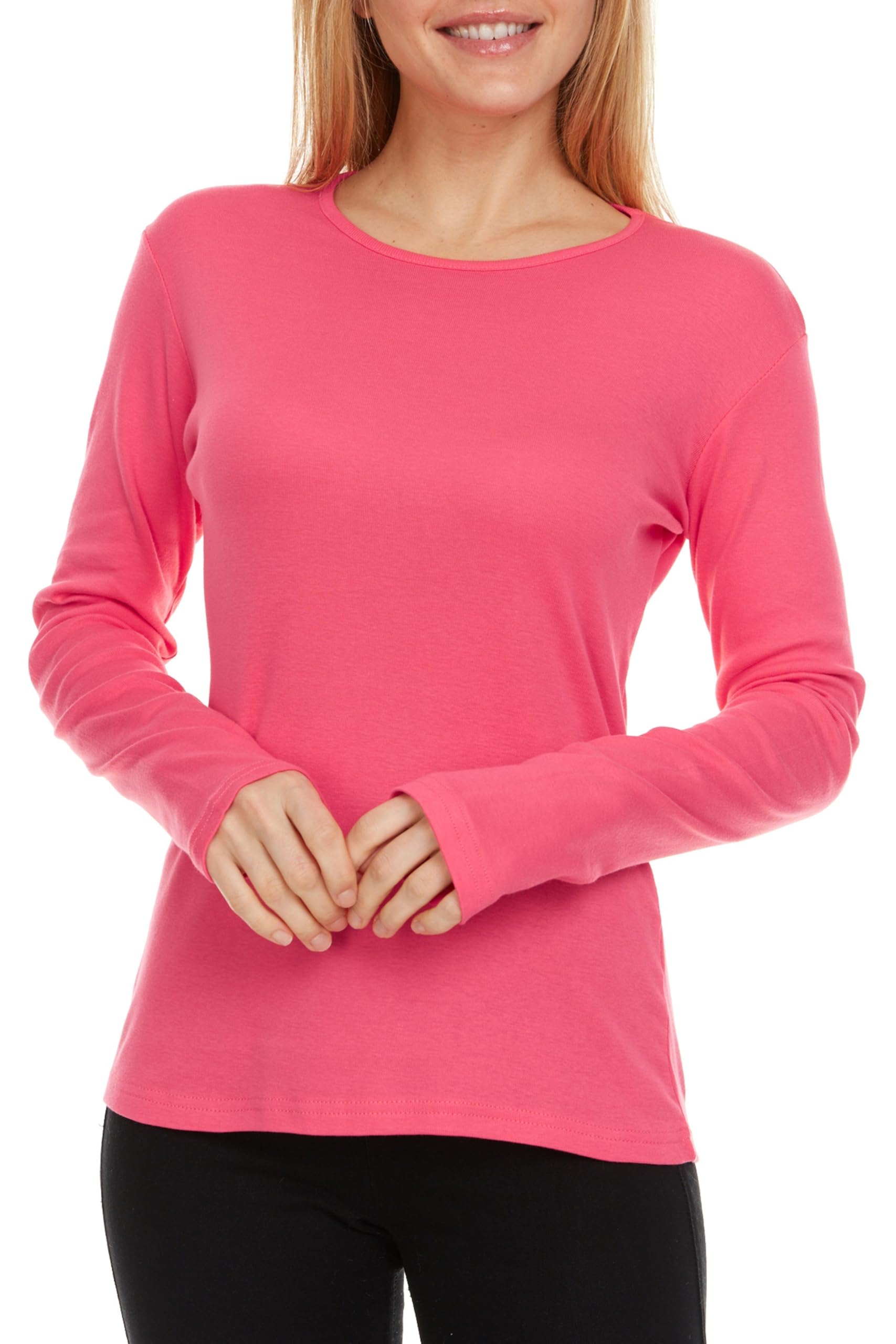 Brix Women's Long Sleeve Tee - Crewneck Cotton T-Shirt Tagless Super Soft Classic and Fitted.