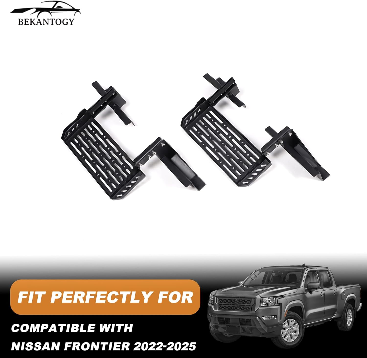 2PCS Running Boards Compatible with Nissan Frontier 2022-2025 Carbon Steel Anti-Slip Front Door Side Pedal Truck Side Steps Step Bars Side Step Rail Nerf Pedals Exterior Accessories