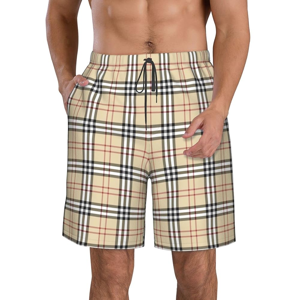 JUZGTSIT Pantaloncini da spiaggia da uomo 3D classici scozzesi tartan  autunno all'aperto ad asciugatura rapida, bianco, S : Amazon.it: Moda