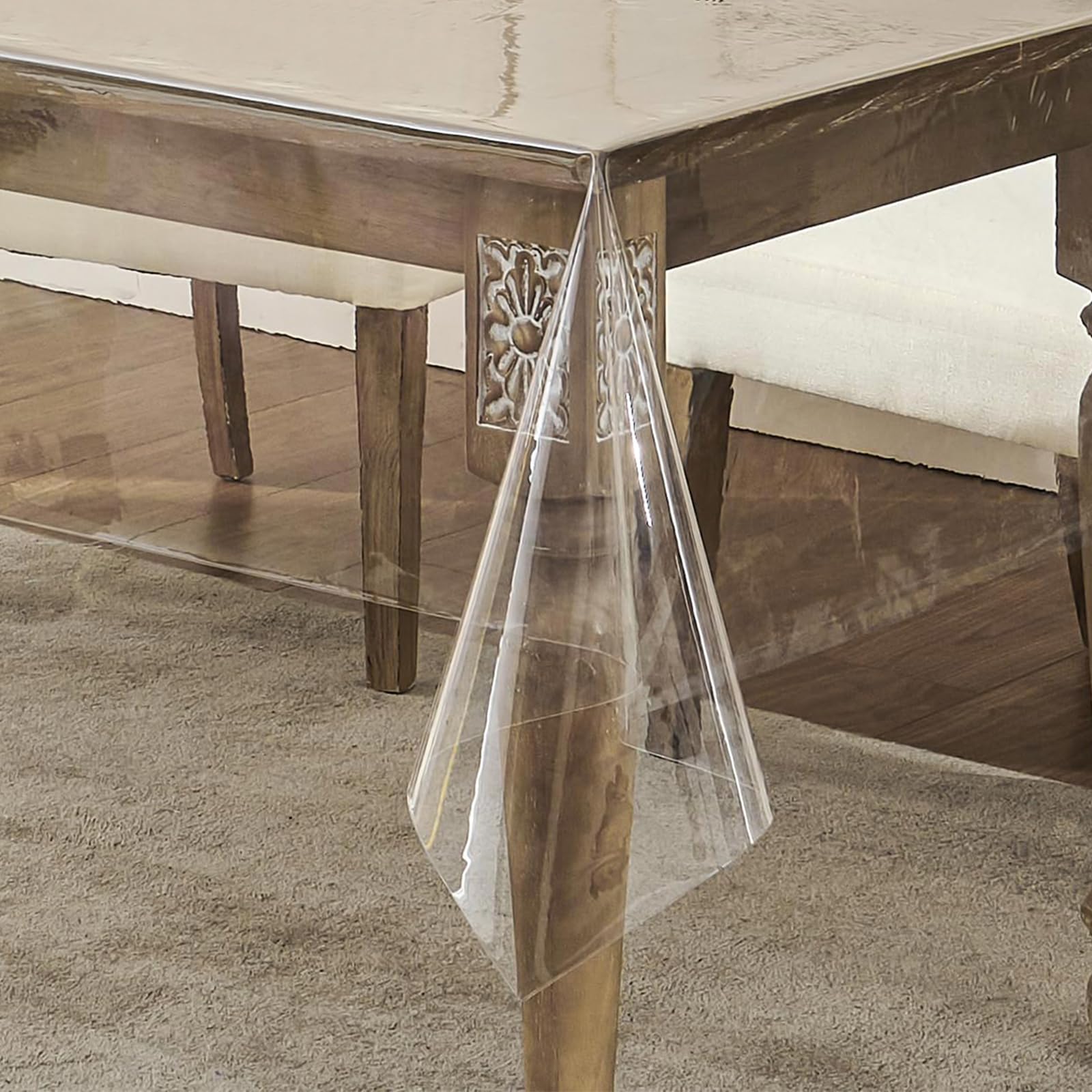 WenYa Clear PVC Tablecloth – Plastic Table Cover, Waterproof Table Protector, Rectangular Wipeable Table Cloth for Dining, Party, Workbench – Oilproof, Stain-Resistant, Reusable (71x55in/180x140cm)