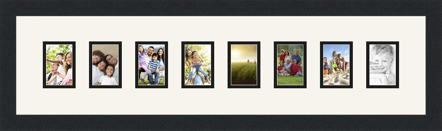 ArtToFrames Collage Photo Frame Double Mat with 8-2.5x3.5 Openings and Satin Black Frame