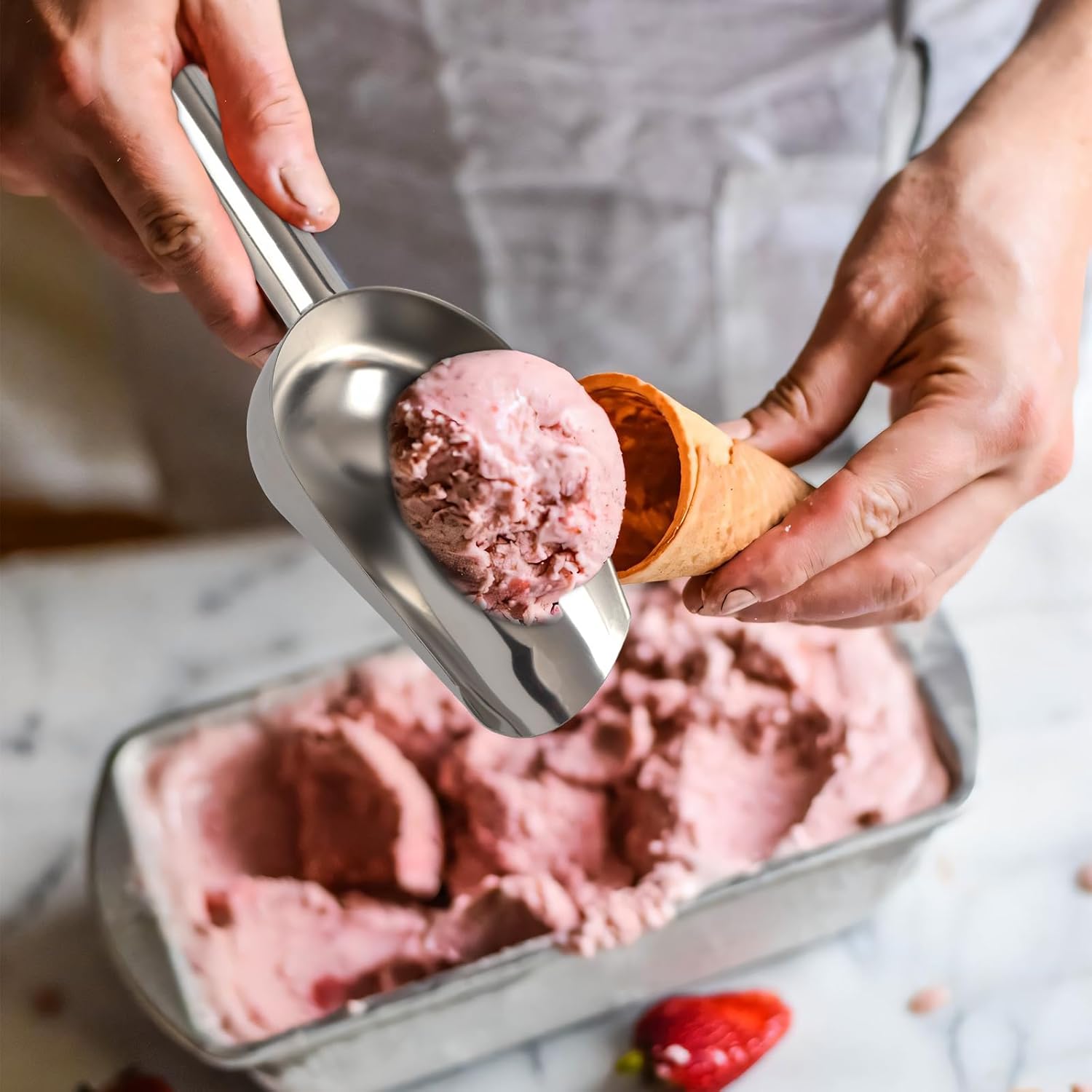 8 Pcs 8 oz Stainless Steel Ice Scoops for Food and Ice