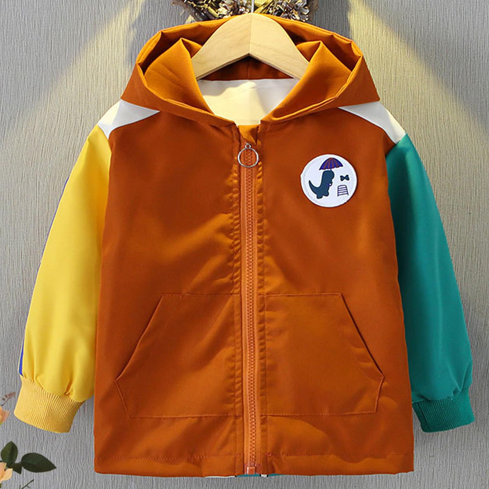 Manteau Enfant Garçon Veste Mi-saison à Capuche Coupe-vent Blouson Trench-coat Respirant pour Printemps Automne