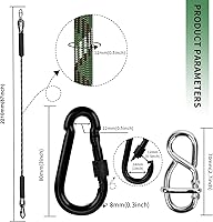 Vista 2 de Hamaca de cuerda de columpio de árbol resistente, correas ajustables extensibles para colgar, mosquetones de 1000 libras para todos los columpios