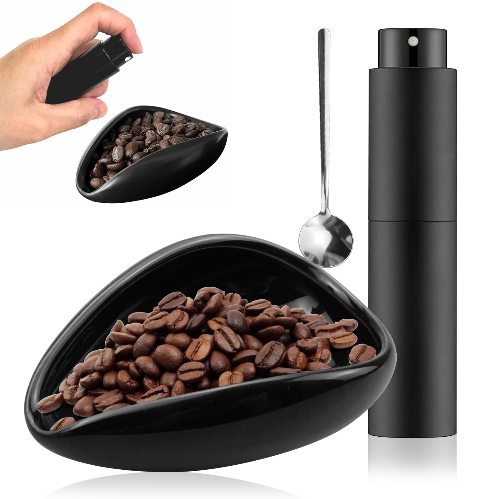 suaywo1 Set Coffee Beans Dosing Cup and Spray Bottle Set Coffee Accessories Ceramic Dosing Bowl Coffee Bean Dosing Cup Suitable Coffee Lovers Women Men for Coffee, Tea, Brewing