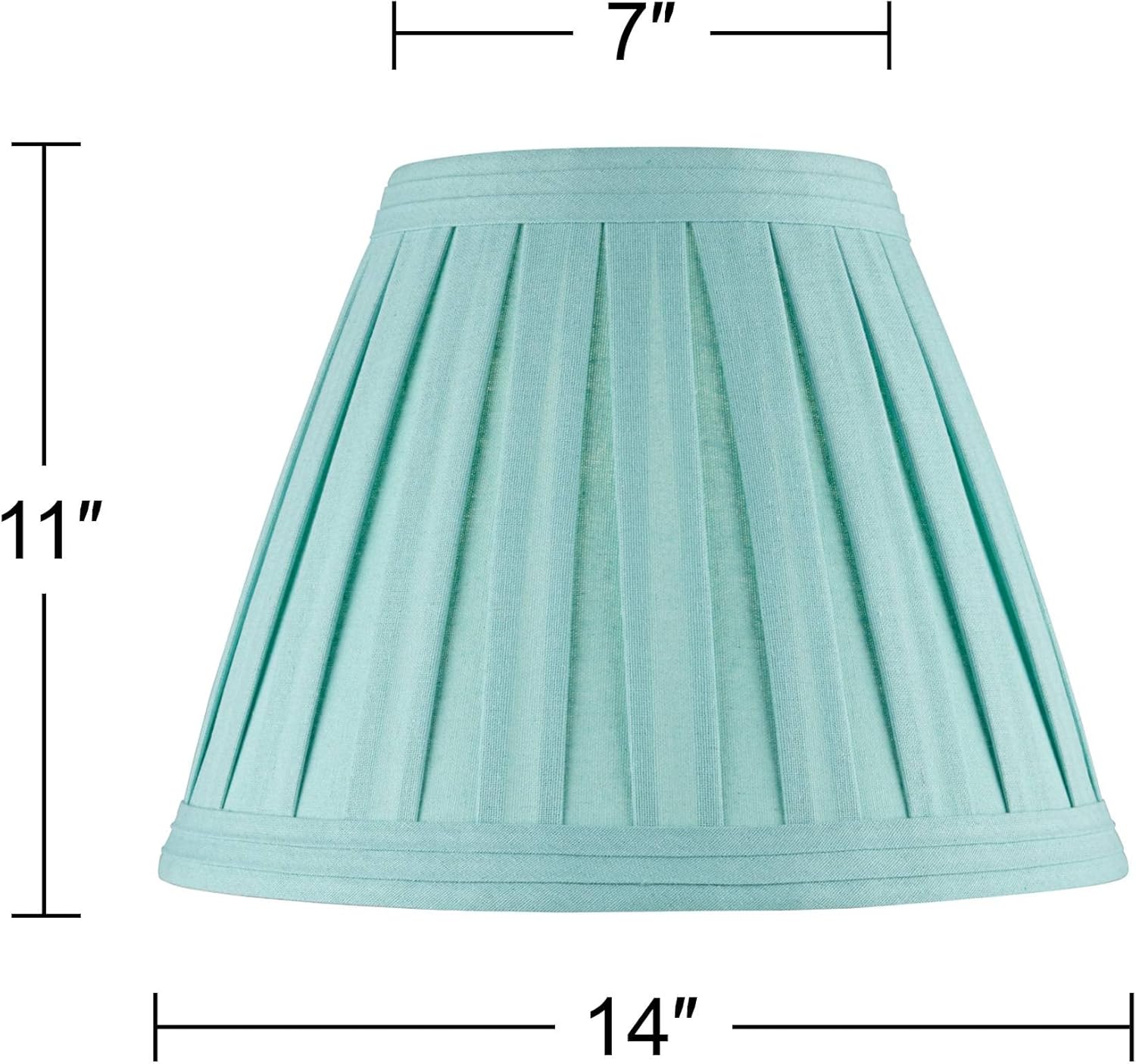 Set of 2 Hardback Pleat Empire Lamp Shade (Pre-Assembled) s Turquoise Blue Large 7" Top x 14" Bottom x 11" High Spider with Replacement Harp and Finial Fitting - Springcrest