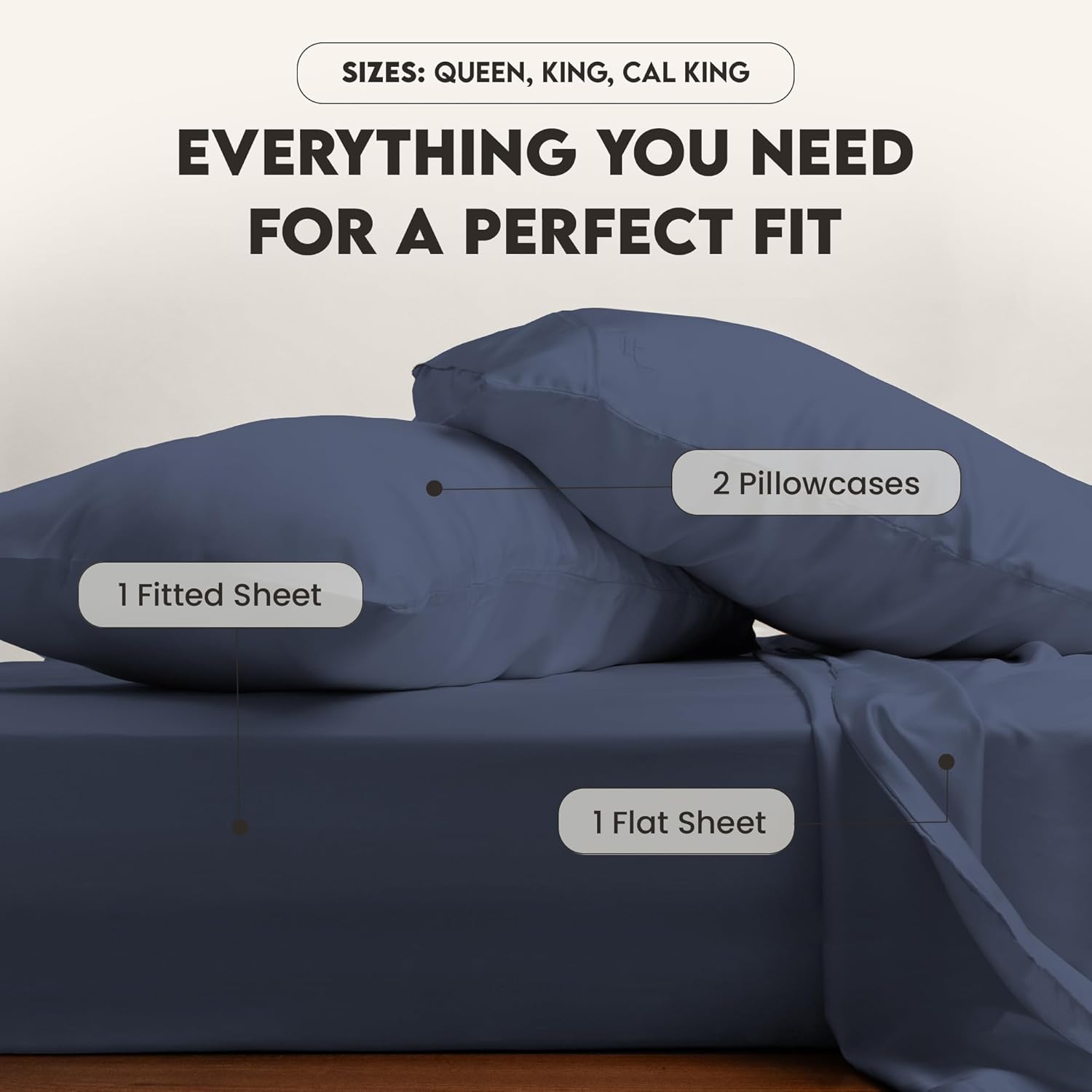 100% Eucalyptus Tencel Queen Bedsheets, 18 Inch Deep Pocket Queen Sheets, Cooling Sheets with Elastic Corner Straps, Eucalyptus Silk Tencel Lyocell (Crown Blue, 4PC Queen) - Image 7