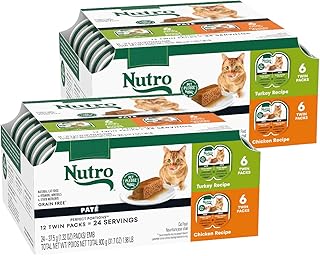 Wet Cat Food Paté Multipack: Turkey Recipe and Chicken Recipe, 2.64 oz. Trays (12 Count, Pack of 2)