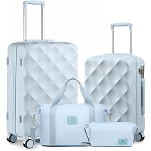 Somago 2 PieceLuggage Set 20"/24" with Duffel Bag and Toiletry Bag, Carry On Luggage Airline Approved with YKK Zipper TSA Lock ABS Hardside Luggage Spinner Wheels