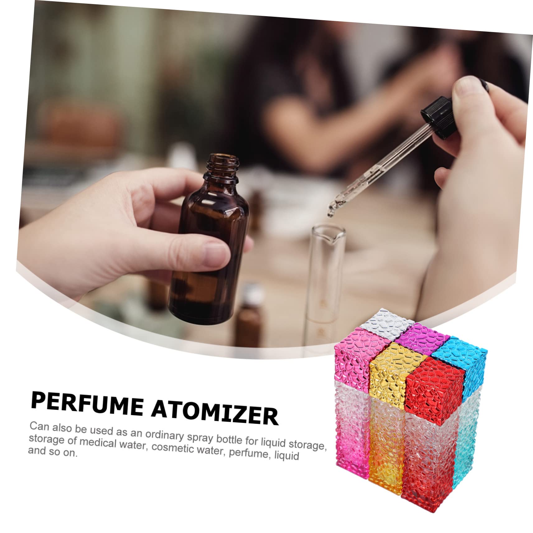 FRCOLOR 6 Stück 50ml Parfümflaschen aus Glas mit Aluminium Sprühkopf Nachfüllbare Leichte Glasflaschen für Parfüm zum Reisen und Aufbewahren Zufällige Farbe