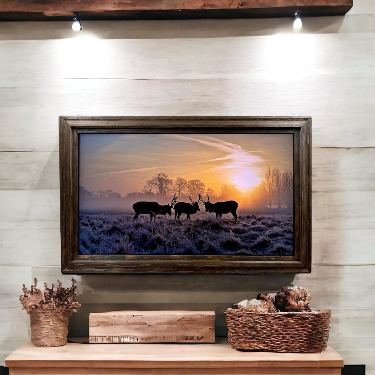 32, 43 & 50 inch Handmade wood ornate TV Frame for Samsung The Frame TV. Rustic Dark Stain (not for use with other models) (50 INCH)