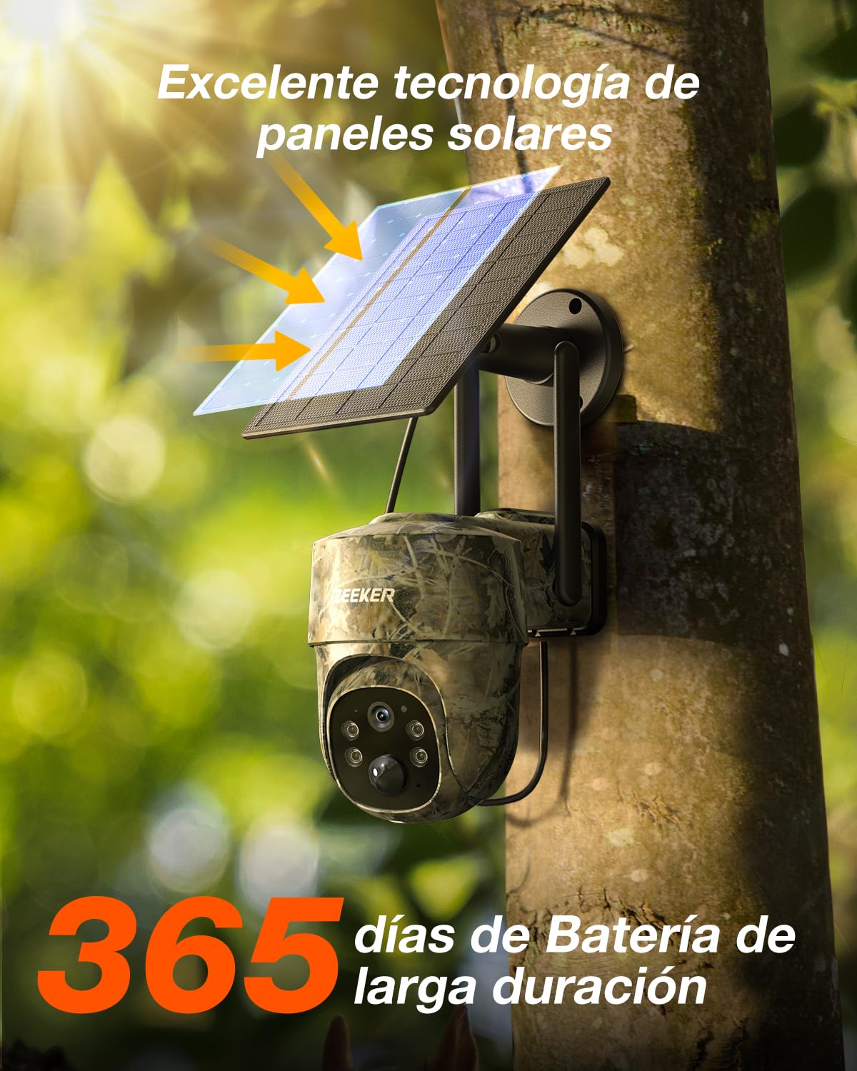 iZEEKER 4G LTE Cámara de Caza Solar, Cámara de Fototrampeo 2K PTZ con Tarjeta SD & SIM Vista Completa de 360° Transmisión en Vivo IR Sin Brillo Visión Nocturna Detección de Movimiento IP65 Impermeable