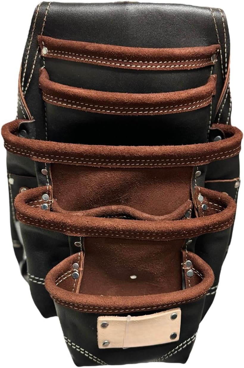 Heavy Duty Tool Pouch | Carpenters Tool Pouch, Oil-Tanned, 10 Pockets, 2 Hammer Holders, Reinforced Seams