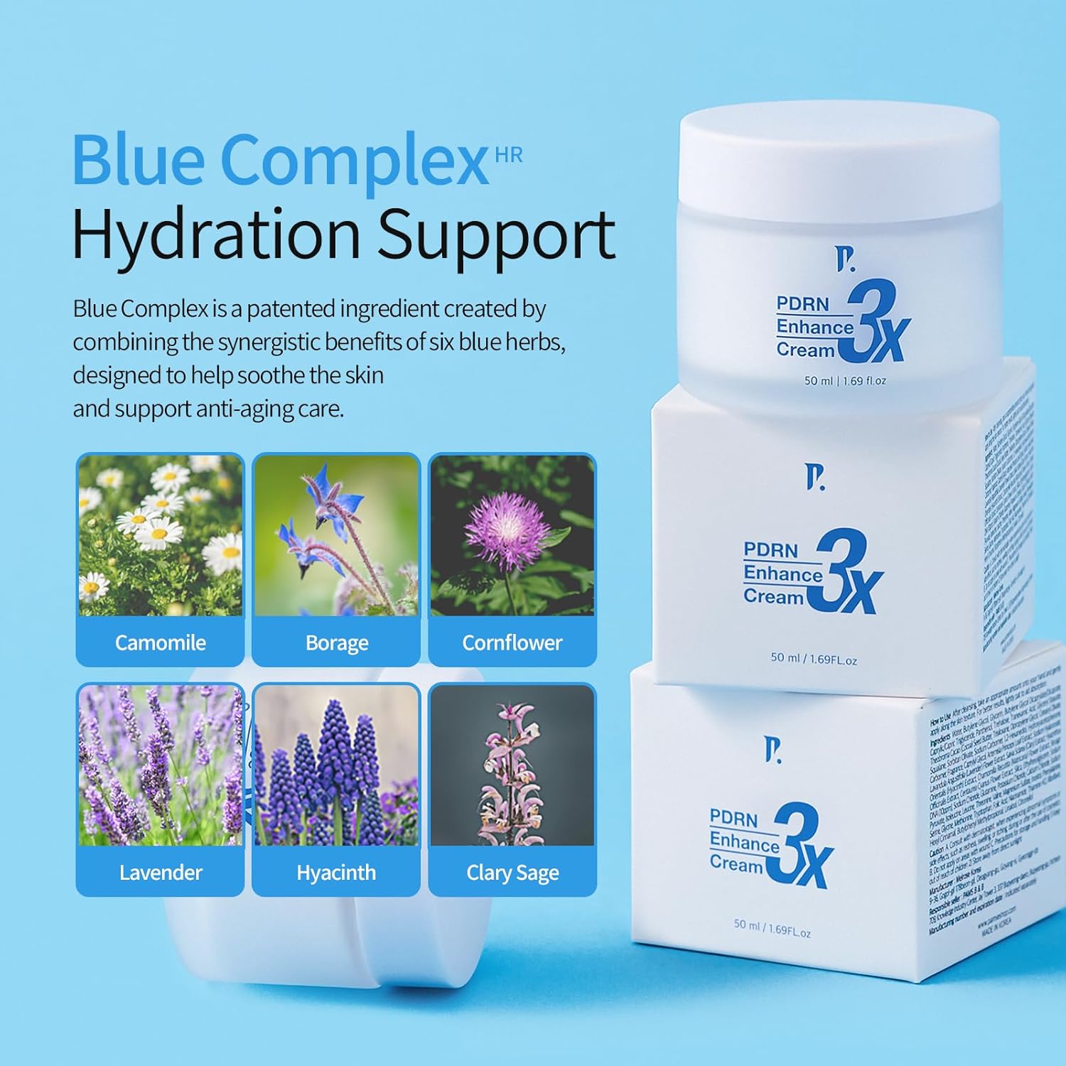 3X PDRN Enhance Cream | Biome-PDRN + Patented Blue Herb Complex Barrier Repair Moisturizer | Tranexamic Acid 10,000ppm | Developed with Korean Professional Estheticians | 1.69 fl.oz
