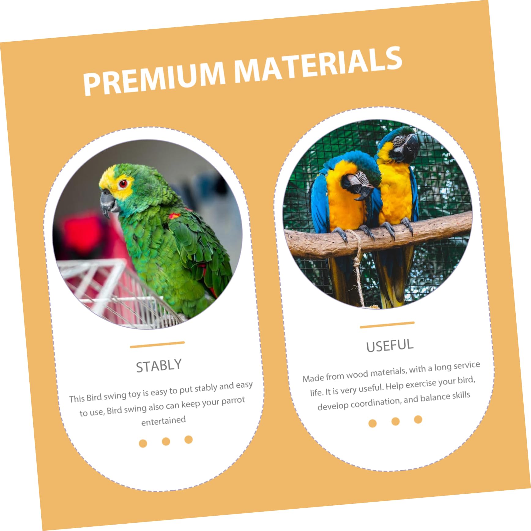 Abaodam Bird Perch Swing for Parrots Natural Pine Chewing and Training Supplies Durable Bird Cage Accessory for Birds and Exercise