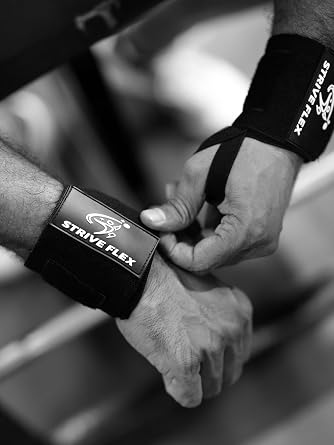 Weightlifting Wrist Wraps 12 Professional Quality Wrist Support with Heavy Duty Thumb Loop - Best Wrap for Powerlifting Competition, Strength Training, Bodybuilding (Black)