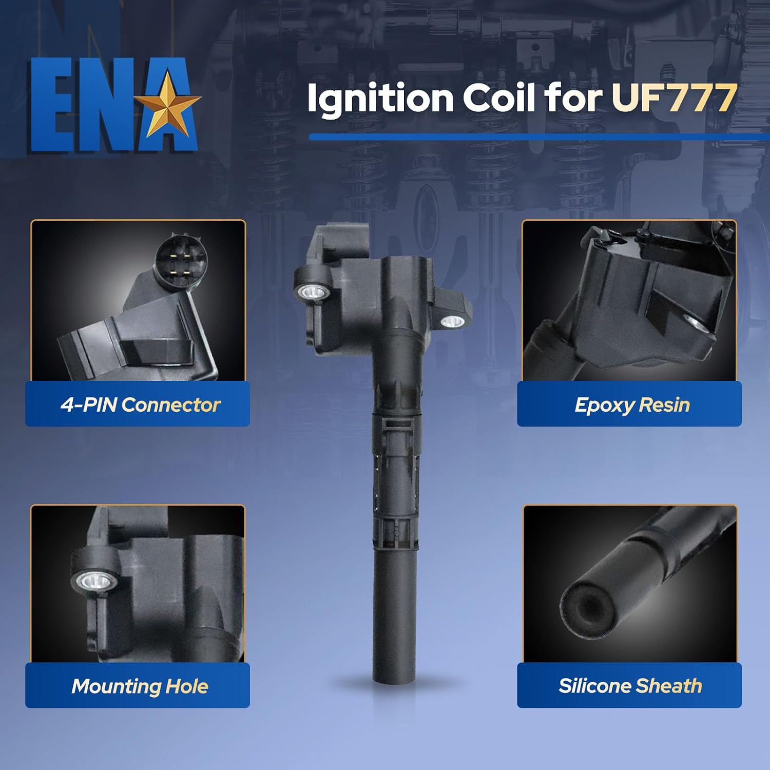 ENA Ignition Coil Pack UF777 Compatible with Mercedes-Benz AMG C450 AMG CLS400 E400 AMG E450 2015 2016 2017 2018 2019 3.0L 3.5L V6 Coils Set of 6 Replacement for UF-777 UF 777 2769061201 2769067900