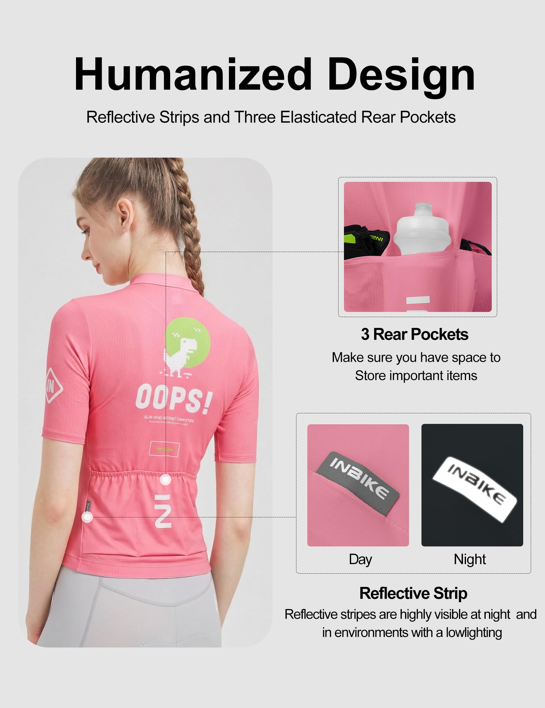INBIKE Maillot Cyclisme Femme Manches Courtes Jersey VTT Extensible Respirant Séchage Rapide