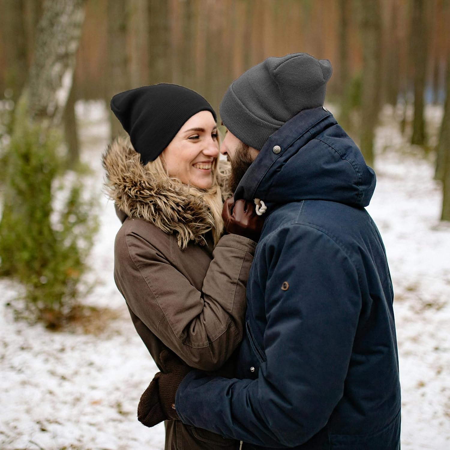 2 PCS Unisex Beanie Hats for Men Women Knit Beanies Soft Slouchy Warm Cuffed Beanie Hat