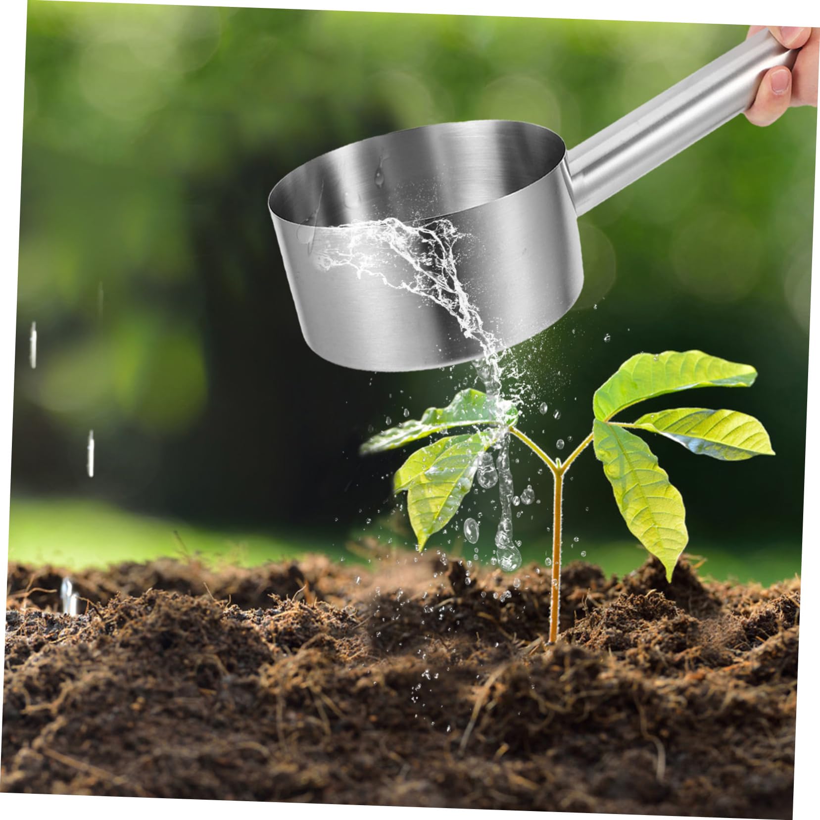 Abaodam Cucharón Largo de Acero Inoxidable para Servir Gran Capacidad y Diseño Fiable, Adecuado para Uso en Cocina y Jardín Acabado en Color Plata