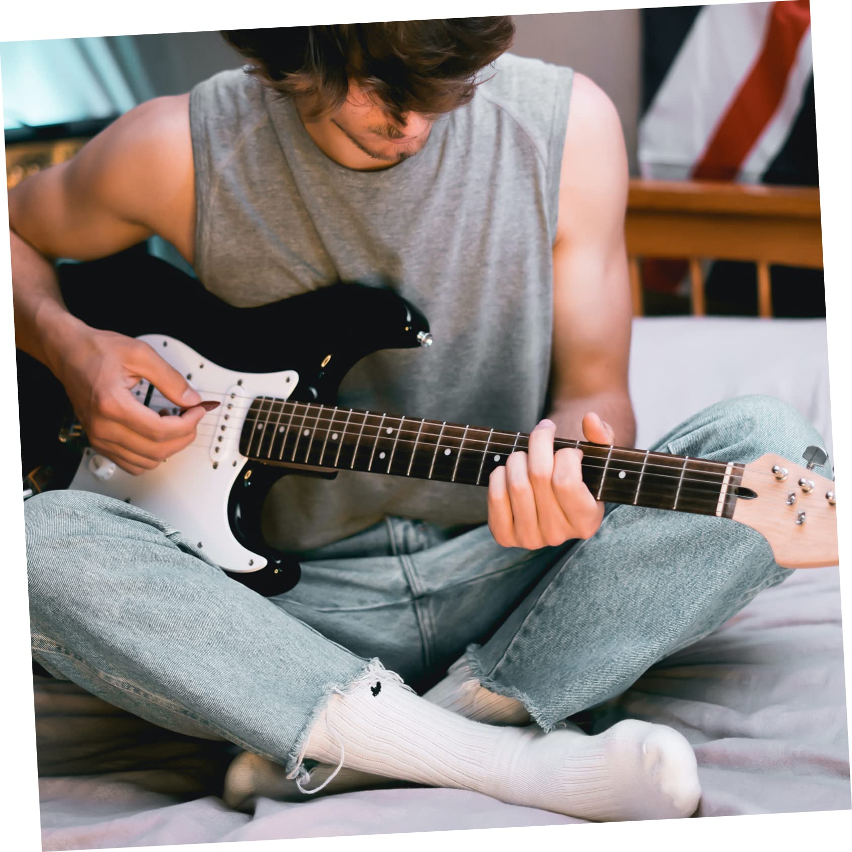 10 pièces Médiators Bois avec Boîte Portable Plectres pour Guitare Acoustique Électrique et Ukulélé pour Musiciens et Spéciaux