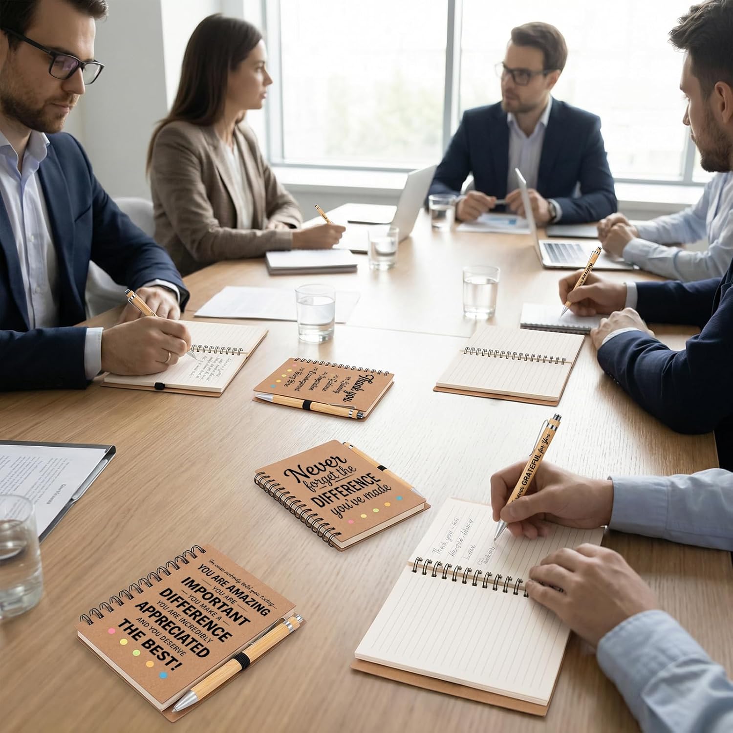 48 Pcs Staff Appreciation Gifts Bulk, 24 Sets Difference Maker Notebooks with Pens & Sticky Notes, Kraft Thank You Journals for Employees, Volunteers, Teachers, Coworkers (5.5 x 4.7 Inch)