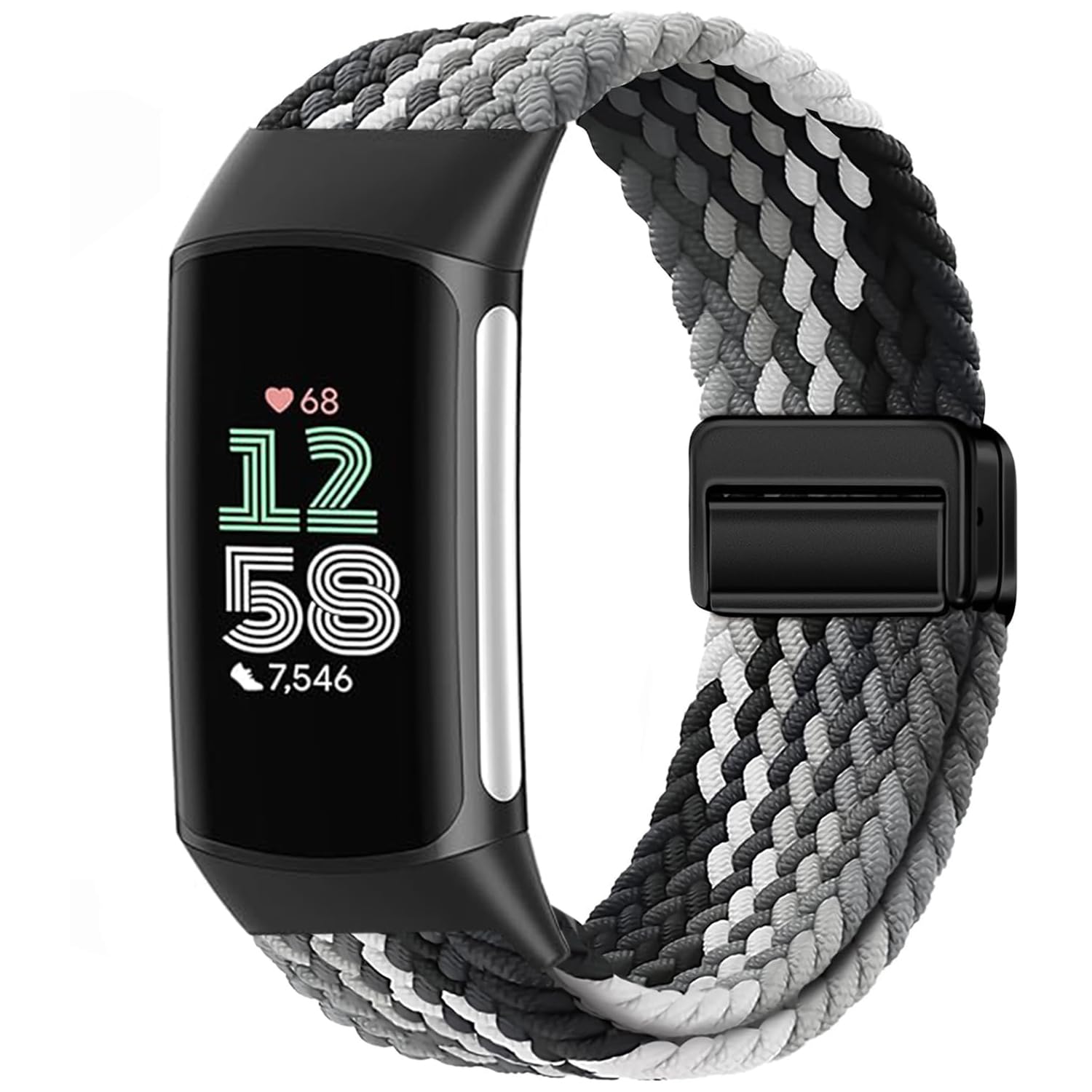 Issinlky Nylon geflochtene armband Kompatibel mit Fitbit Charge 6/5, elastische magnetische Schnalle armband für Fitbit Charge 5/6 Frauen Männer
