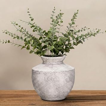 Rustic Farmhouse Vase 6 Inch Small Ceramic Flower Vases Decorative Vintage Pottery Vase for Home Decor Living Room Kitchen Coffee Table Bedroom Shelf Centerpiece