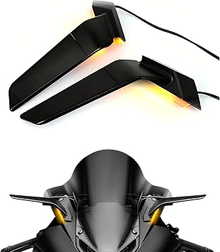 VITINO Rearview Wing Mirrors with LED Turn Signal Light for BMW S1000RR | Stealth Wind Wing Side Rearview Mirrors for S1000RR 2019-2024|Aerodynamic Winglet|Anti-Glare Blue Lens |360 Rotatable