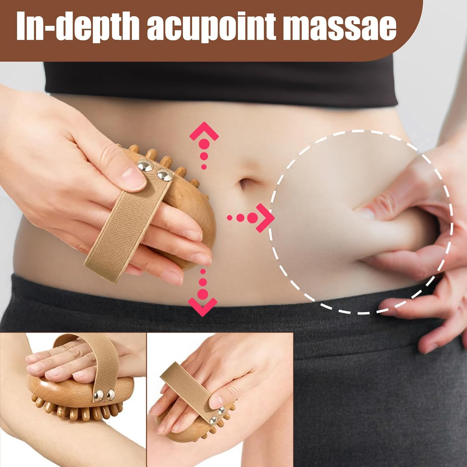 Meridian Pressure Brush, Wood Therapy Massage Tools, Wood Therapy Massage Tools for Belly Fat, Meridian Trigger Point Massager Wooden Massage Brush for Body Shaping, Muscle Pain Relief (2PCS) - Image 3